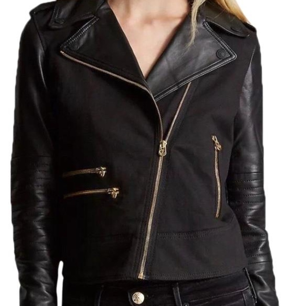 True Religion moto genuine leather jacket NWT